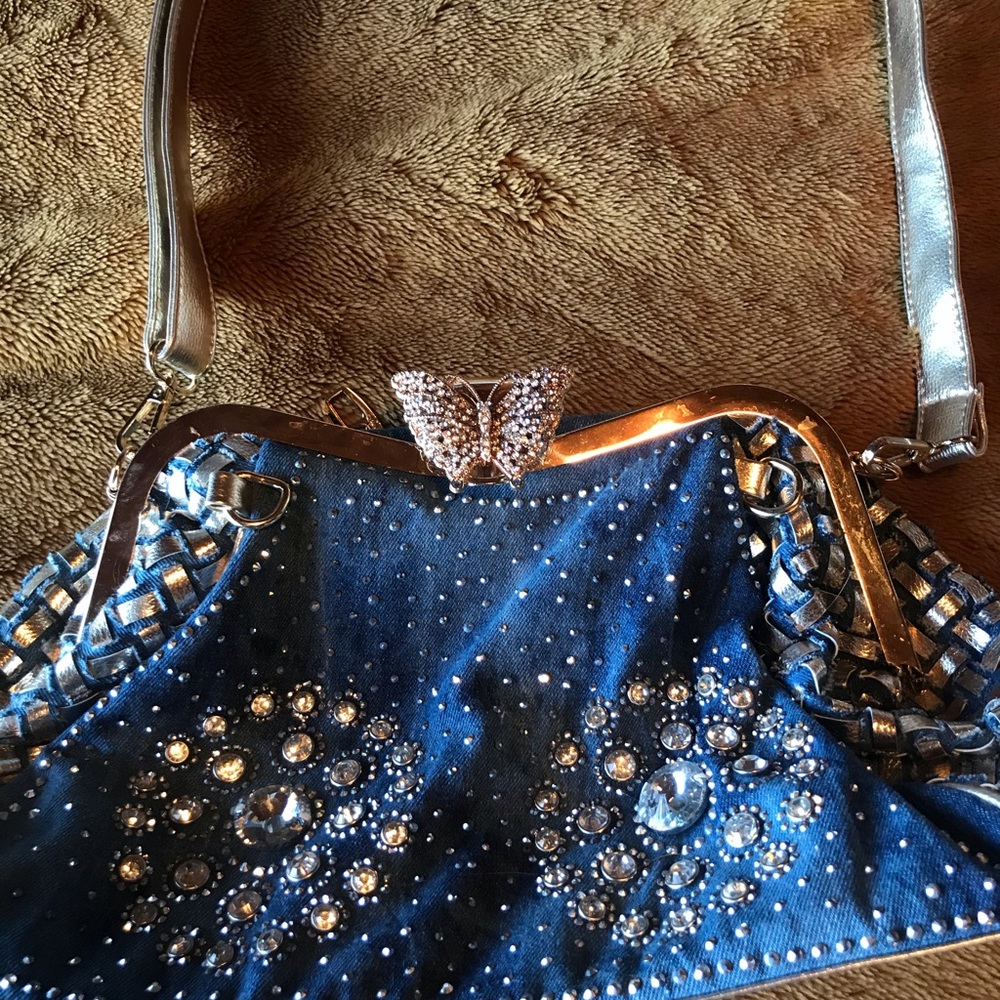Blue Jean Handbag with Bling!